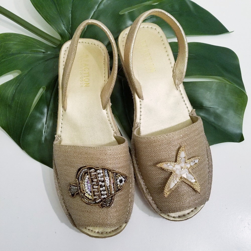 Reaction Kenneth Cole Braided Jute Wedge Sandals Size 7